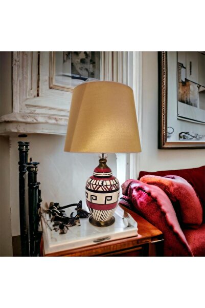 Pienar Seramik El Yapımı Desenli Abajur