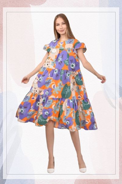 DRR Moda Loose Cut Patterned Summer Dress – Comfortable and Modern Style