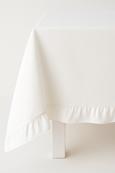 Mirilliahome Ruffled Linen Tablecloth – White Tablecloth
