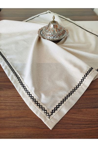 denizli hatırası Washed Linen Soft Iron-Free Laced Tablecloth