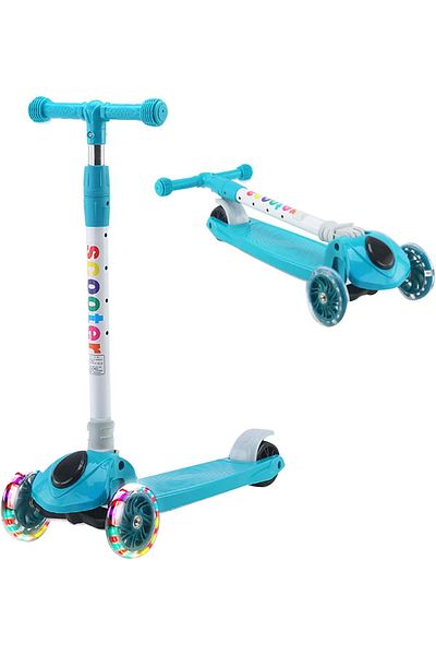 Rovyfota 2-in-1 Kick Scooter, Adjustable Height Foldable Scooter, 3 LED Light Wheels
