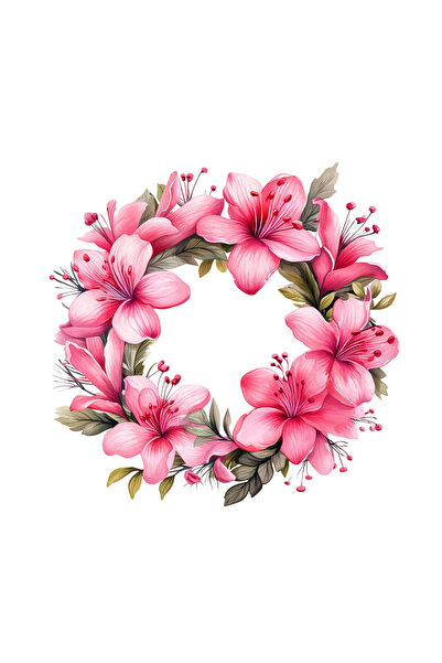 INOVATIX Set de 8 piese, autocolant coroană de azalee cu frunze, INOVATIX®. 6 cm