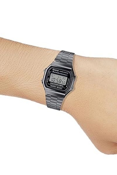 Casio Vintage A168WGG-1ADF Black Digital Dial Black Stainless Steel Band D181