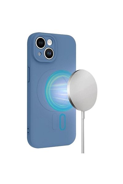 lemontti Husa Silicon Iphone 15 Magsafe Albastru