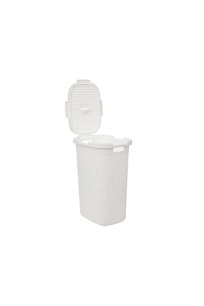 5 five simply smart Flexible laundry basket, White, plastic, 60 liters, 35.2 x 45 x H 65.8 cm