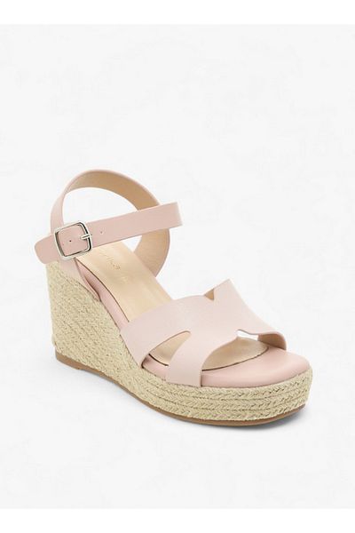 Paprika Women's Textured Wedge Heeled Sandals with Buckle Closure