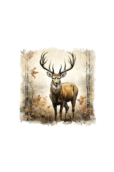 INOVATIX Set de 8 piese, autocolant cu cerbi lângă lac, INOVATIX®. 6 cm