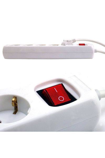 beorol Electrical extension cord with switch, grounding and child protection, 5 sockets, 5m cable