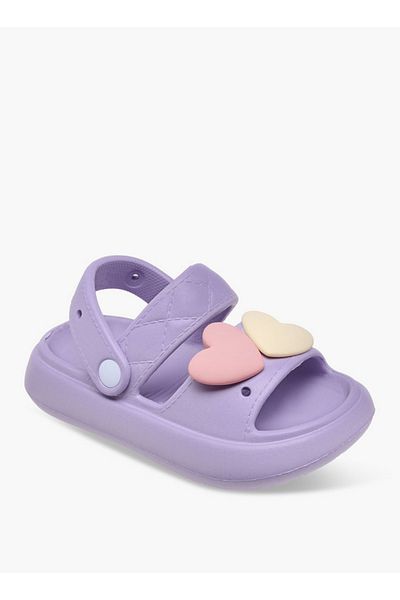 Aqua Girls Heart Jibbitz Slides with Backstrap