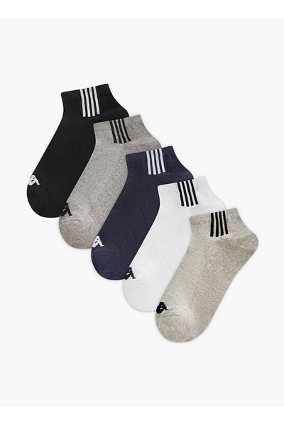 Kappa Men's Logo Print Non Terry Ankle Length Socks - Set of 5