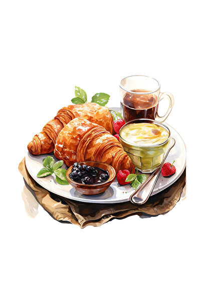 INOVATIX Set de 8 piese, Sticker Croissant de ceai și dulceață de afine, INOVATIX®. 6 cm