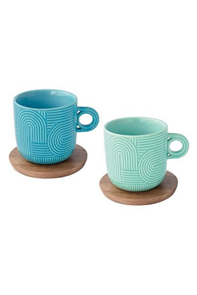 EasyLife طقم أكواب وصحون Take a Loop مكون من قطعتين، آمن للاستخدام في غسالة ا...