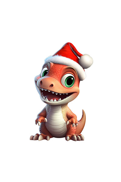 INOVATIX Set de 8 autocolante dinozaur Crăciun fericit, INOVATIX®. 6 cm