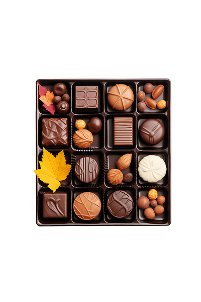 INOVATIX Set de 8 piese, Cutie cu stickere cu bomboane de ciocolată de toamnă, INOVATIX®. 6 cm
