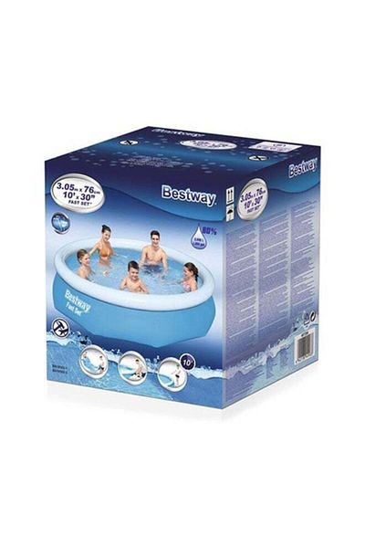 BESTWAY Outdoor Fast Set Pool Kit for Backyard - Blue/White 305x305x76 cm