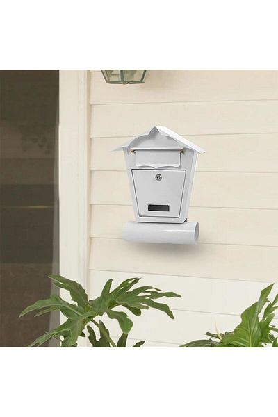 damech Mailbox, With Newspaper Slot, White, B6 Format, 29.5x7.5x37.5 Cm,