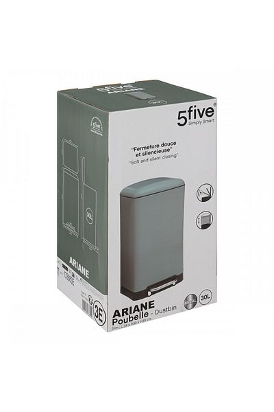 5 five simply smart Retro Line trash can, green, 30 liters, metal, with pedal, 34 x 32 x 61 cm, weight 4 KG