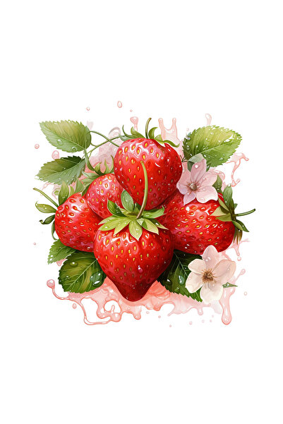 INOVATIX Set de 8 bucăți, autocolant cu flori și fructe de căpșuni, INOVATIX®. 6 cm