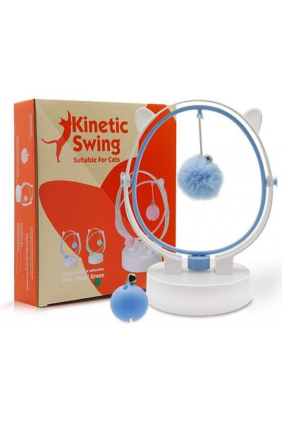 Chinberski interactive cat toy, plastic, white/blue, 16 x 11.4 x 21 cm
