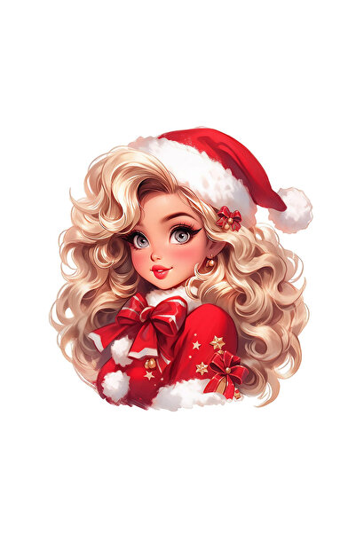INOVATIX Set de 8 piese, autocolant Fată blondă de Crăciun, INOVATIX®. 6 cm