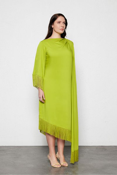 LUOKK Desiree Plus Size Shawl Collar Dress Green