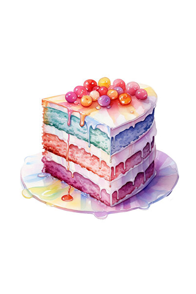 INOVATIX Set de 8 autocolante felie de tort curcubeu, INOVATIX®. 6 cm