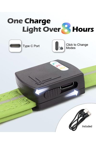 JoyTakı Joytale dog collar, LED, PVC, green/black, size L