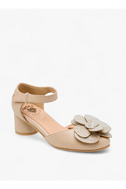 Pablosky صندل بناتي بكعب عريض مزين بالزهور مع إغلاق بخطاف وحلقة