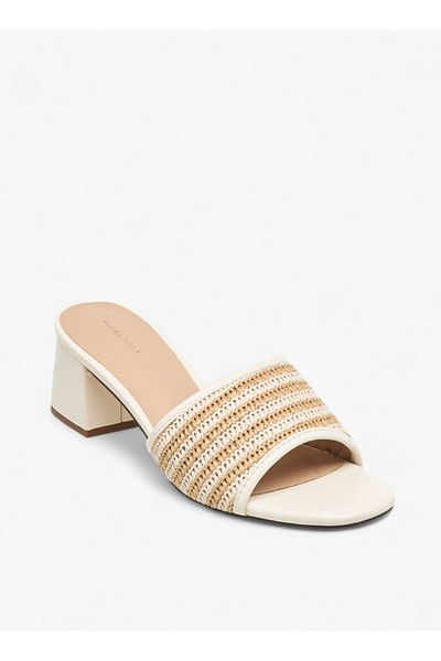 Flora Bella by Shoexpress Women's Textured Slip-On Sandals with Block Heel