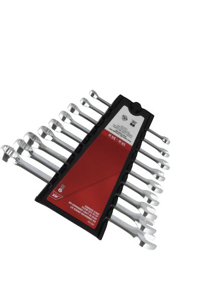 ACE 9-Piece Chrome Vanadium Steel SAE Combination Wrench Set Silver 1/4-3/4inch