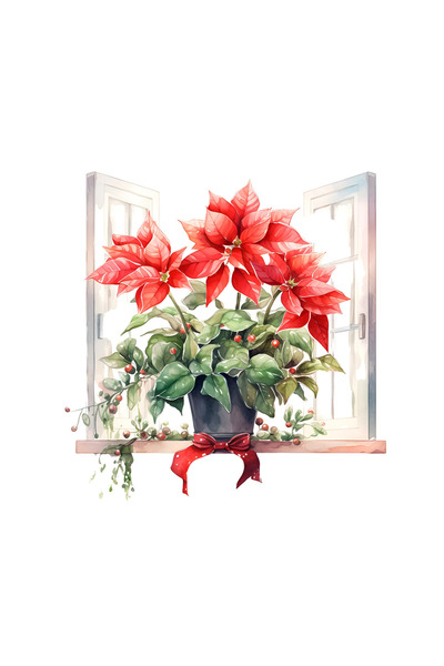 INOVATIX Set de 8 autocolante cu flori de Crăciun Alka, INOVATIX®. 6 cm