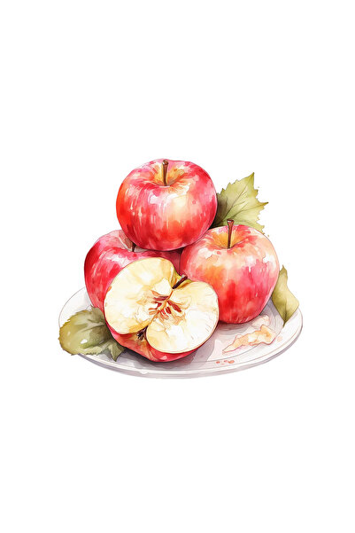 INOVATIX Set de 8 piese, farfurie autocolantă cu mere, INOVATIX®. 6 cm