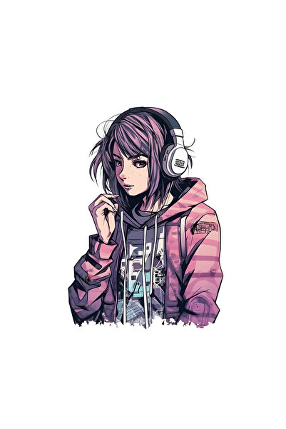 INOVATIX Σετ 8 τεμαχίων, Κορίτσι με φούτερ και μπουφάν με ακουστικά στο κεφάλ...