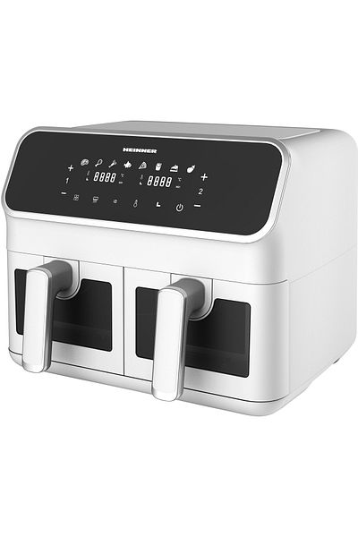 Heinner HAF-H8DB17WH double hot air fryer, 1700W, 8L, digital display, touch, 8 programs, white