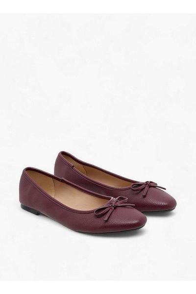 Flora Bella by Shoexpress Women's Textured Ballerina Shoes with Bow Detail