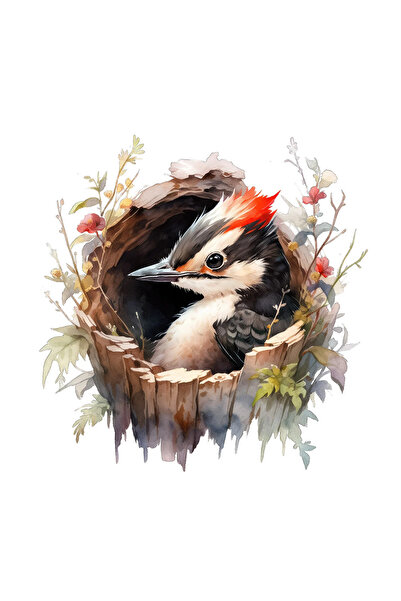 INOVATIX Set de 8 piese, autocolant cu ciocănitoarea în gaură, INOVATIX®. 6 cm