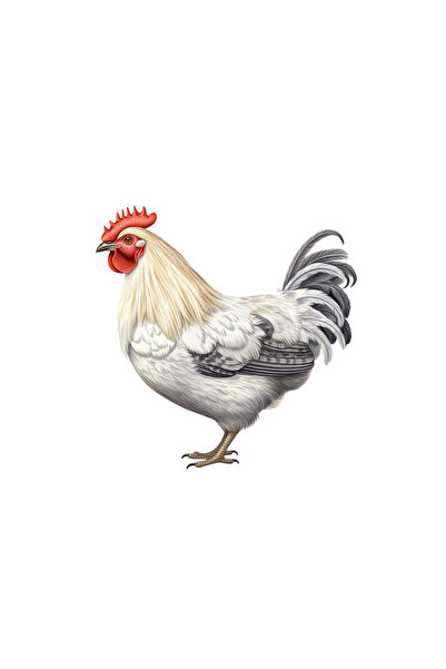 INOVATIX Set de 8 piese, autocolant Cocoș alb cu coadă gri, INOVATIX®. 6 cm