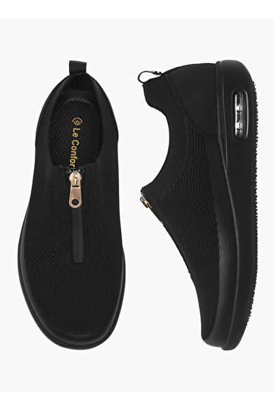 Le Confort حذاء رياضي نسائي منقوش لمرضى السكري مع سحاب للإغلاق