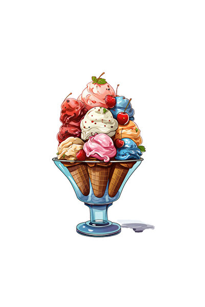 INOVATIX Set de 8 piese, Sticker Cupă cu înghețată și fructe, INOVATIX®. 6 cm