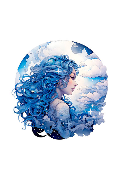 INOVATIX Set de 8 piese, autocolant Fată în nori cu păr albastru, INOVATIX®. ...