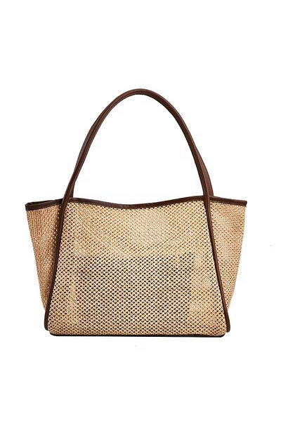 Mojeva Rose Mesh Braided Puppy Straw Women's Hand, Arm and Shoulder Bag