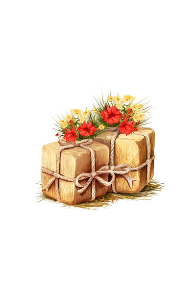 INOVATIX Set de 8 autocolante cadou de Crăciun cu flori, INOVATIX®. 6 cm