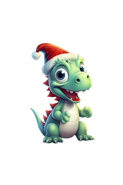 INOVATIX Set de 8 autocolante de Crăciun cu dinozauri păcăliți, INOVATIX®. 6 cm