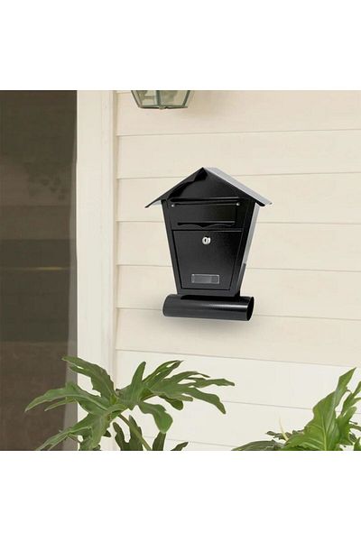 damech Mailbox, With Newspaper Slot, Black, B6 Format, 29.5x7.5x37.5 Cm,
