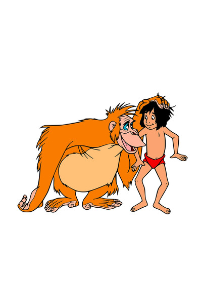 INOVATIX Set de 8 piese, Autocolant Cartea Junglei Mowgli se joacă cu maimuța, INOVATIX®. 6 cm