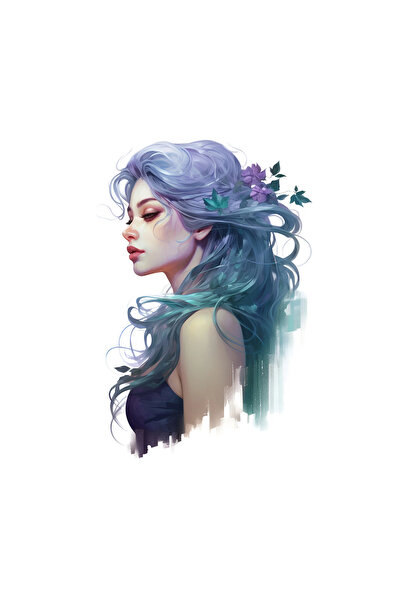 INOVATIX Set de 8 piese, autocolant Femeie cu păr mov, INOVATIX®. 6 cm