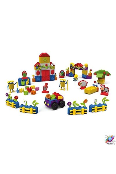 Playdoh Blocks ANGMAD Creation Set with 83 pieces: 4 Play-Doh containers and educational bricks, for creating a far