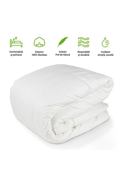 happynest Pilota Primavara-toamna , Cu 30% Puf De Gasca, 200x220 Cm, Husa Bumbac Oeko Tex