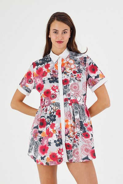 FİDEY Women's Shirt Dress Flower Satin