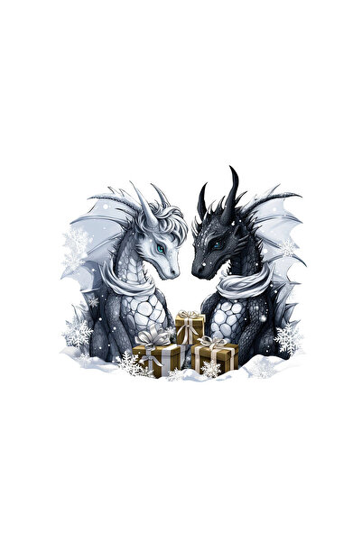 INOVATIX Set de 8 piese, autocolant Dragoni îndrăgostiți fulgi de zăpadă, INO...